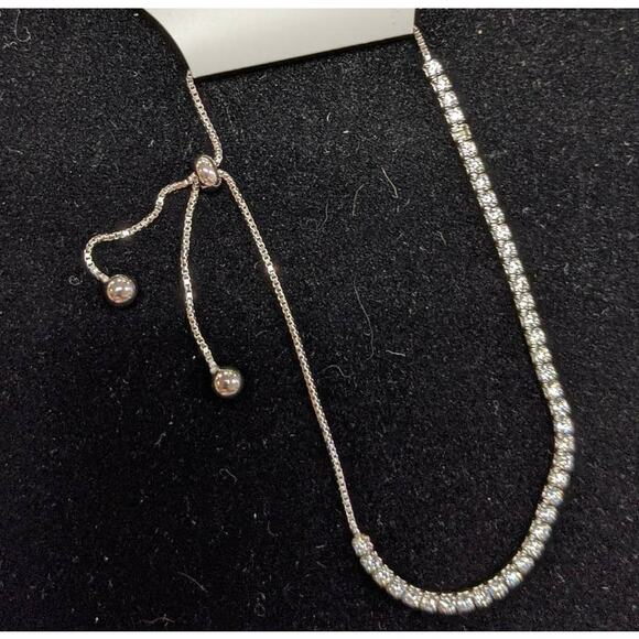 Savvy Cie Jewels Sterling Silver Lariat Tennis Bracelet MISSING ONE STONE Square - Picture 1 of 5